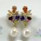 Multicolor CZ & Pearl Bridal Earrings