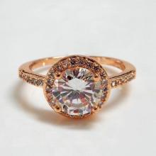 Rose Gold Round Diamond Halo Engagement Ring