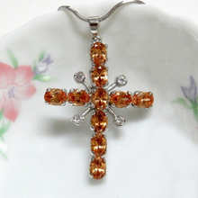 Champagne Oval CZ Cross Pendant