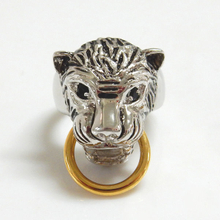 Leopard Two Tone Antique Black Eyes Ring