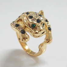 Leopard Goldtone Swarovski Crystal Ring