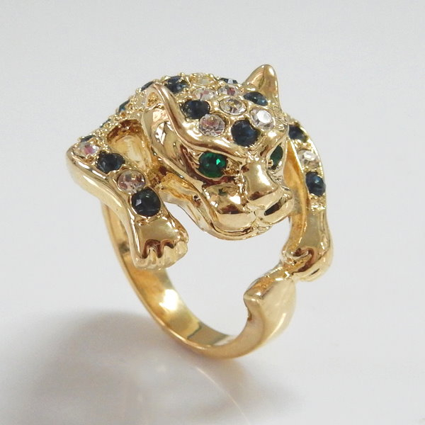 Leopard Goldtone Swarovski Crystal Ring - Buy ring, Leopard Ring ...